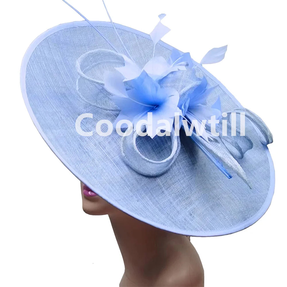 Royal Ascot grand Chapeau fascinateur femmes Kentucky Derby plume grand Chapeau fascinateur fête mariage casque fleur église Chapeau