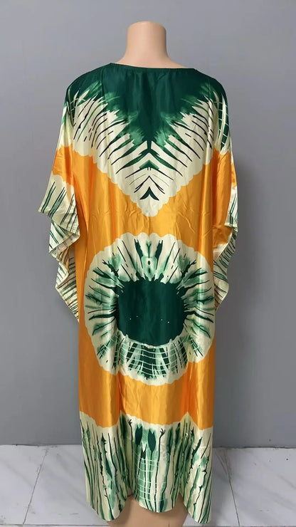 Robe confortable grande taille pour femmes, imprimé Floral, taille ample, jupe longue, manches chauve-souris, col en V, longueur cheville, mode élégante