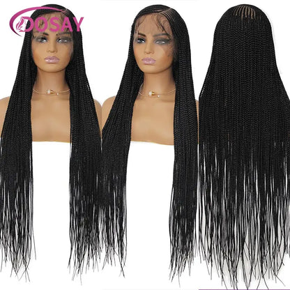 Perruques tressées en boîte Cornrow 36 pouces, perruque synthétique Blonde 613 pour femmes, perruque Lace Front Wig tressée avec raie latérale de haute qualité, perruque Faux Locs