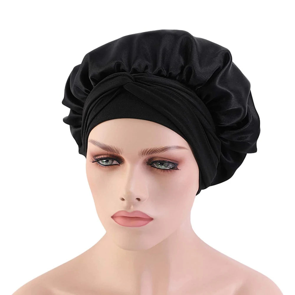 Nouveau bonnet de cheveux en Satin pour dormir, Invisible, plat, Imitation soie, rond, soins capillaires pour femmes, couvre-chef, bouton de réglage de cérémonie, chapeau de nuit