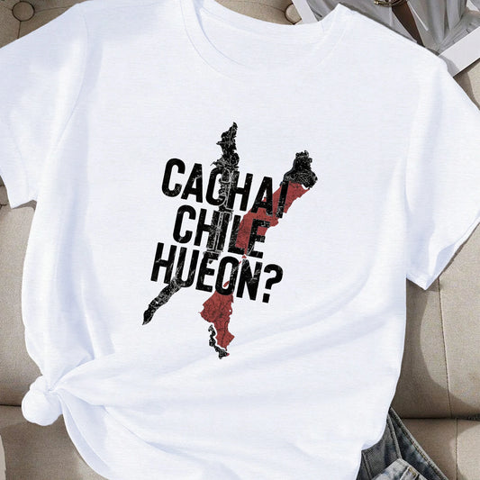 Chile map with bold text  women's comfit t-shirt