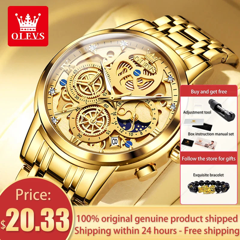 OLEVS marque originale montres pour hommes de luxe mode montre à Quartz de haute qualité nouveau Concept conception bracelet en acier inoxydable montre-bracelet