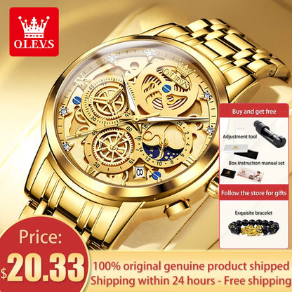 OLEVS marque originale montres pour hommes de luxe mode montre à Quartz de haute qualité nouveau Concept conception bracelet en acier inoxydable montre-bracelet