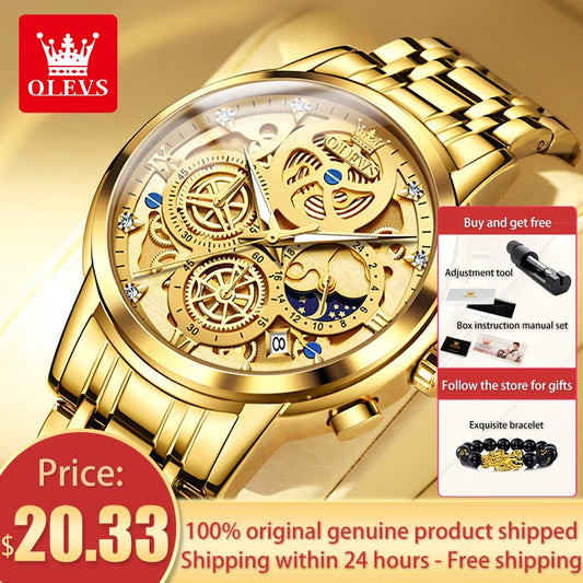 OLEVS marque originale montres pour hommes de luxe mode montre à Quartz de haute qualité nouveau Concept conception bracelet en acier inoxydable montre-bracelet
