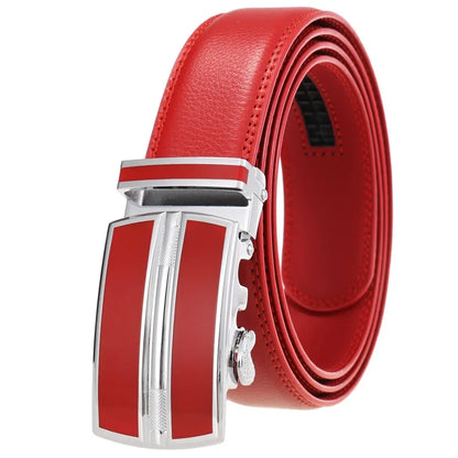 Hommes couleur rouge 3.5 cm largeur bracelet en cuir de vache haute qualité boucle automatique ceintures pour hommes marque de luxe concepteur ceintures homme B995