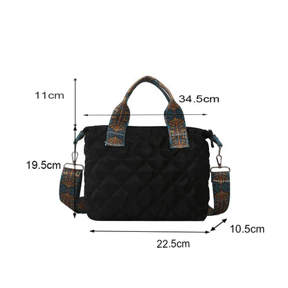 Sac à main à large ceinture pour femmes, automne/hiver, espace losange, sac à bandoulière en coton, grande capacité, fourre-tout de Shopping assorti