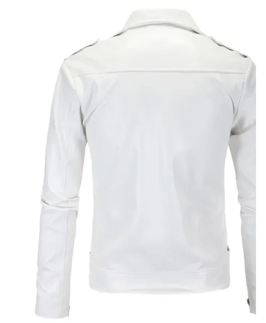 Veste en cuir PU Style motard coupe cintrée pour hommes, manteau décontracté britannique à la mode Y012, veste en cuir confortable et souple pour hommes