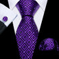 Barry.Wang violet lilas lavande soie hommes cravate mouchoir bouton de manchette ensemble Jacquard cravate florale pour homme mariage fête d'affaires