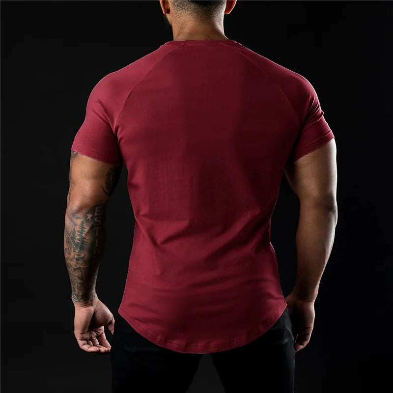 BS -T-shirt en coton été hommes athloisir entraînement à manches courtes Muscle Fitness T-shirt de haute qualité hommes T-shirt Gym Sport chemise hauts