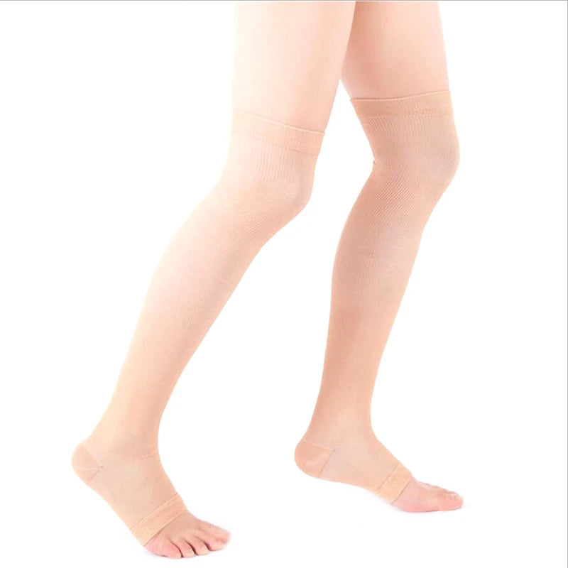 1 paire de bas de Compression médicaux à bout ouvert, hauteur des genoux, bas pour varices, attelle de Compression unisexe, façonnant, 18-21mm
