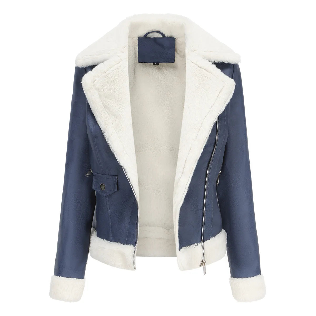 Vestes d'hiver pour femmes mode épais chaud Faux cuir peau de mouton veste manteau Vintage rabat poche vêtements de dessus pour femmes Chic hauts