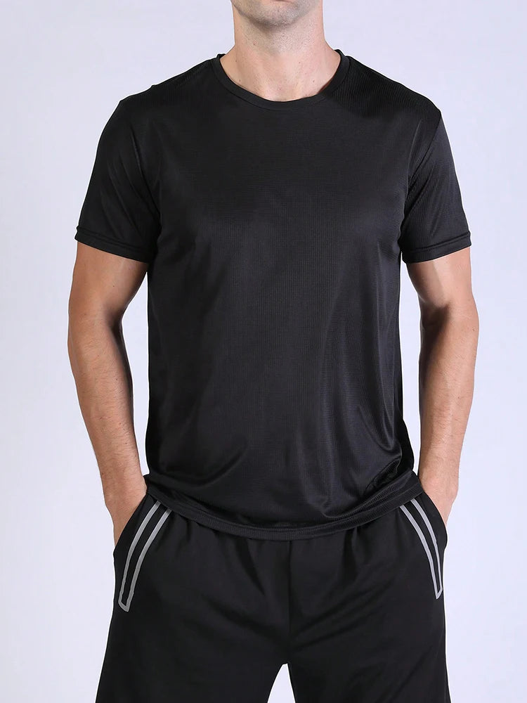 T-shirt de sport à séchage rapide ultraléger pour homme, haut léger, respirant, solide, document, entraînement de fitness, entraînement, course à pied, salle de sport