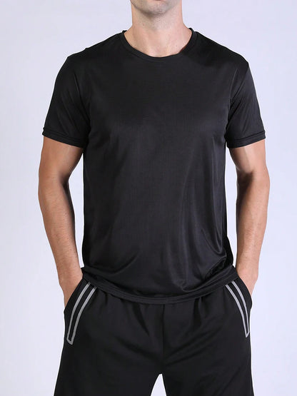 T-shirt de sport à séchage rapide ultraléger pour homme, haut léger, respirant, solide, document, entraînement de fitness, entraînement, course à pied, salle de sport
