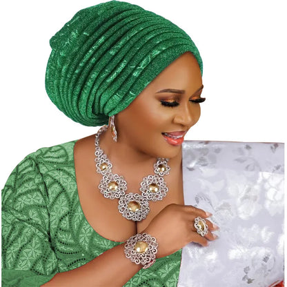 Turban Plissé pour Femme, Cravate de Sauna, ixde Mariage Africain, Nigeria, 2025