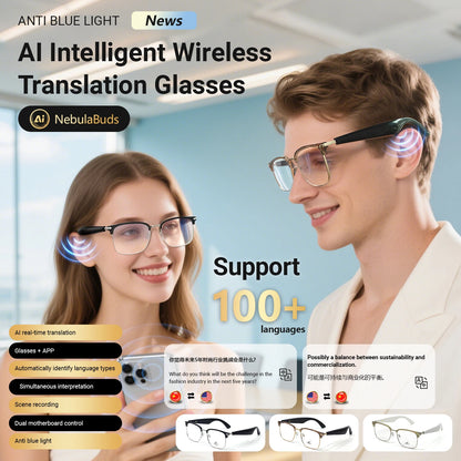Lunettes intelligentes AI, traduction multilingue, réponse au téléphone, écouter de la musique, Protection des yeux d'été, lumière bleue, lunettes de mode