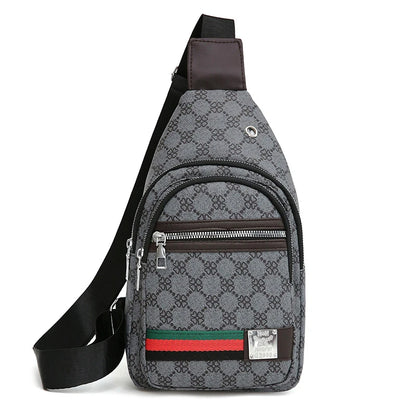 Sac messager multifonction pour hommes, sacs de poitrine en tissu à bandoulière, sac à main décontracté avec trou pour écouteurs