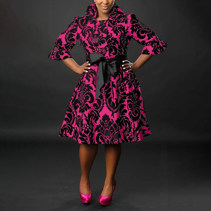 VONDA-Robe de Soirée Imprimée pour Femme, Tenue Éducative Bohème, Col Montant, Ceinture à Nministériels d, Décontractée, Élégante, Été, 2025