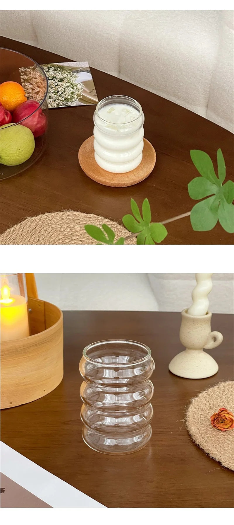 Tasse en verre Transparent Ins de 350ML, verres à boire en forme de chenille résistants à la chaleur, tasse à café, bière, jus de lait, tasse d'eau mignonne