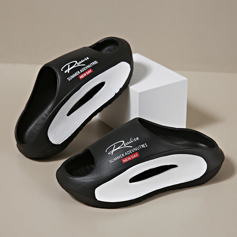 Pantoufles de Couple, vêtements d'extérieur d'été, sandales de plage antidérapantes à semelles épaisses, sandales pour hommes et femmes