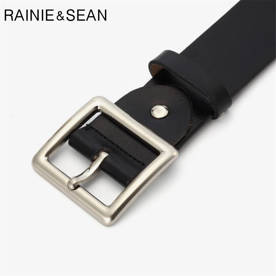 RAINIE SEAN – ceinture blanche en cuir véritable pour femme, avec boucle ardillon, en peau de vache, rouge, noir, Camel