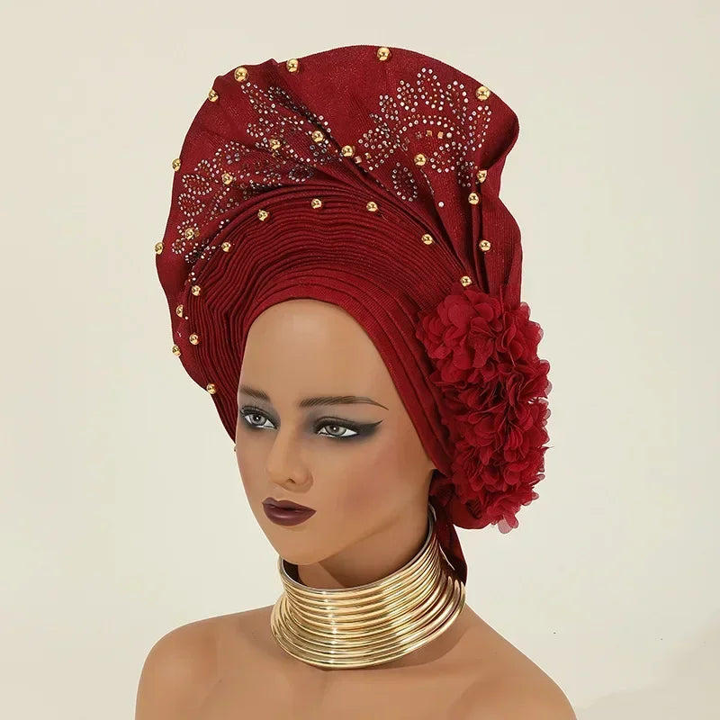 Turban africain nigérian, Bonnet Hijab Auto Gele, couvre-chef déjà fabriqué Sego Gele, bandeau pour fête de mariage
