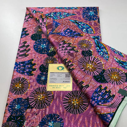 Tissu africain en cire de coton, très bonne qualité, nouvelle grande cire Ankara brillante Pagne, couleur grise, brillant doré, trucs Batik, 6 mètres