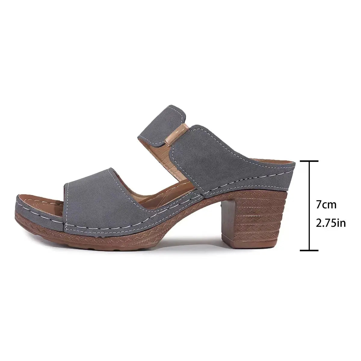 Sandales coordonnantes à talons et orteils ouverts pour femmes, pantoufles décontractées à la mode, document solide, racine carrée, été 2024