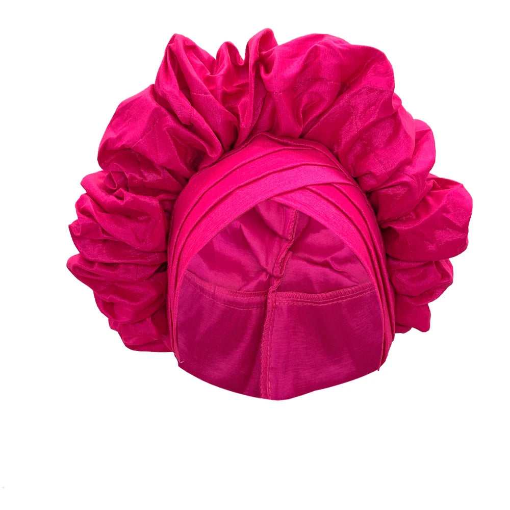 Nouveau bonnet Turban à volants pour femmes, couvre-chef en soie brute africaine, automne, Nigeria, Gele de mariage, bandeau de fête, couvre-chef pour dame