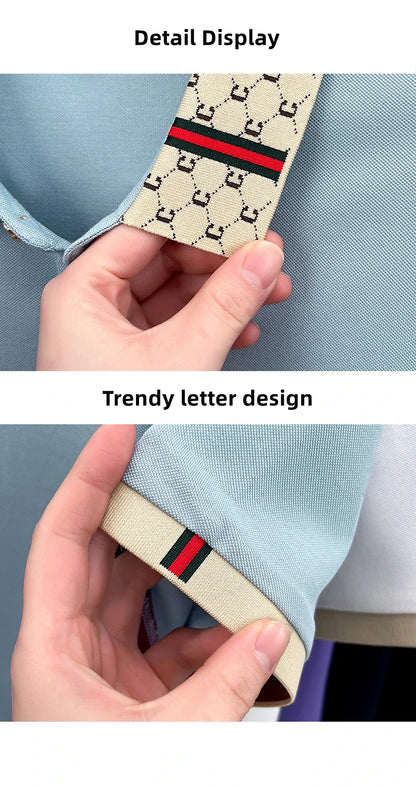 Marque de luxe B lettre en relief polo à manches courtes hommes été léger respirant nouvelle mode couleur bloquée revers T-shirt