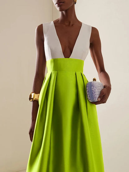 Modigirl femmes élégantes soirée Cocktail Maxi robes 2025 taille haute col en v profond robe Sexy pour femme fête invité de mariage