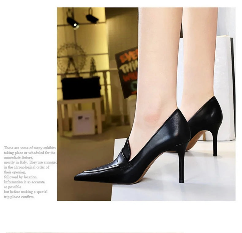 Escarpins à Talons Hauts Élégants pour Femme, Cuir Classique, Rétro, Jolie tu, Parker, Slip On, Marron, Noir, Bureau, ix, Chaussures Simples