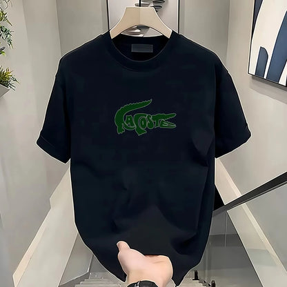 T-shirt d'été en coton pour hommes, confortable et respirant, tendance Ins, nouvelle impression, ample, col rond, polyvalent, haut de banlieue, vêtements pour hommes