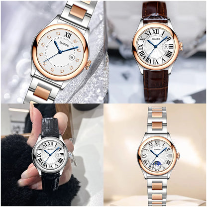 Montre femme élégante haut de gamme luxe Vintage montres pour femmes ronde dames horloge à main véritable CD ou boucle papillon