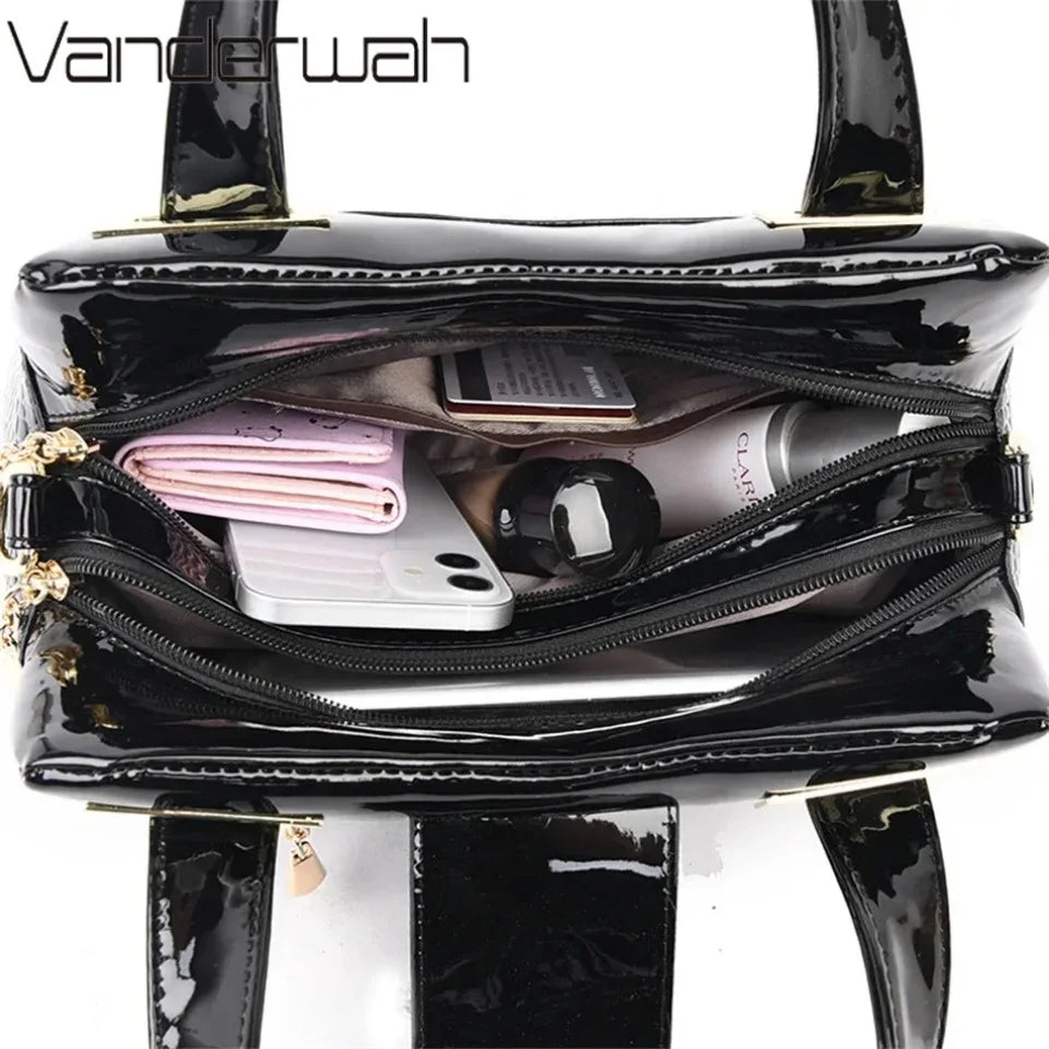 Sacs à main grande capacité 2 couches pour femmes, fourre-tout de luxe motif Crocodile de styliste, sacoche à bandoulière Boston de bonne qualité