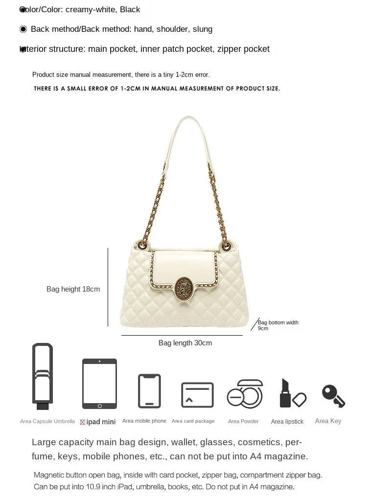 Sac à chaîne en cuir véritable pour femmes en 2025, nouveau design avec un sens du luxe, sac à bandoulière sous les bras de grande capacité