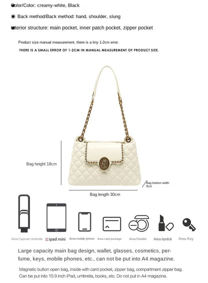 Sac à chaîne en cuir véritable pour femmes en 2025, nouveau design avec un sens du luxe, sac à bandoulière sous les bras de grande capacité