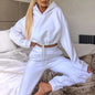Survêtement d'hiver pour femmes, ensemble deux pièces, sweat à capuche surdimensionné, pantalon de survêtement, couleur unie, vêtements de sport | Ensemble pantalon sweat-shirt décontracté