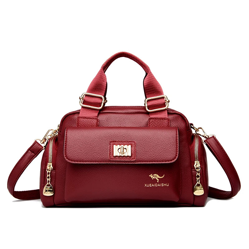 Sac à bandoulière en cuir PU de haute qualité pour femmes, fourre-tout, sacoche multi-poches pour les déplacements quotidiens