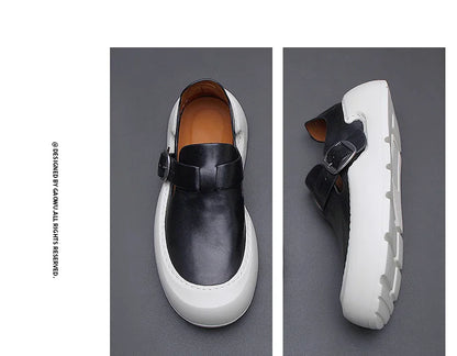 Été 2025 nouveaux mocassins en cuir respirants pour hommes semelles souples semelles épaisses confortables chaussures en cuir pour hommes à la mode et décontractées