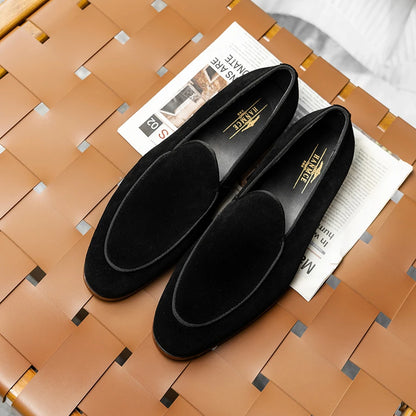 Hanmce mode sué angleterre chaussures décontractées mocassins de luxe faits à la main en cuir véritable hommes