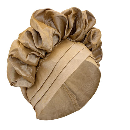 Nouveau bonnet Turban à volants pour femmes, couvre-chef en soie brute africaine, automne, Nigeria, Gele de mariage, bandeau de fête, couvre-chef pour dame