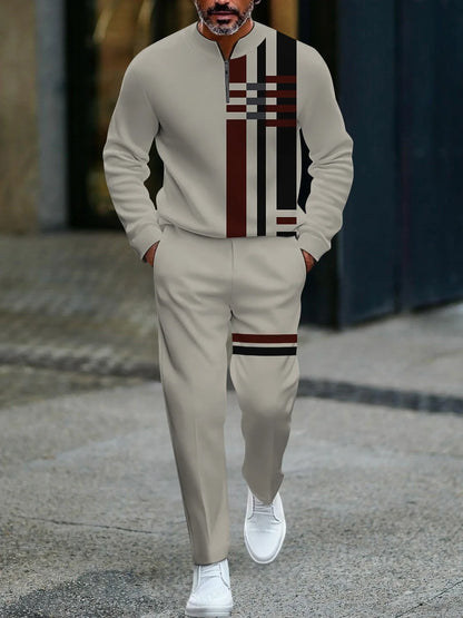 Ensemble pantalon Long à manches longues pour hommes, demi-fermeture éclair imprimée en 3D, fermeture à glissière, ajustement confortable, tenue décontractée à la mode, nouvelle collection 2025