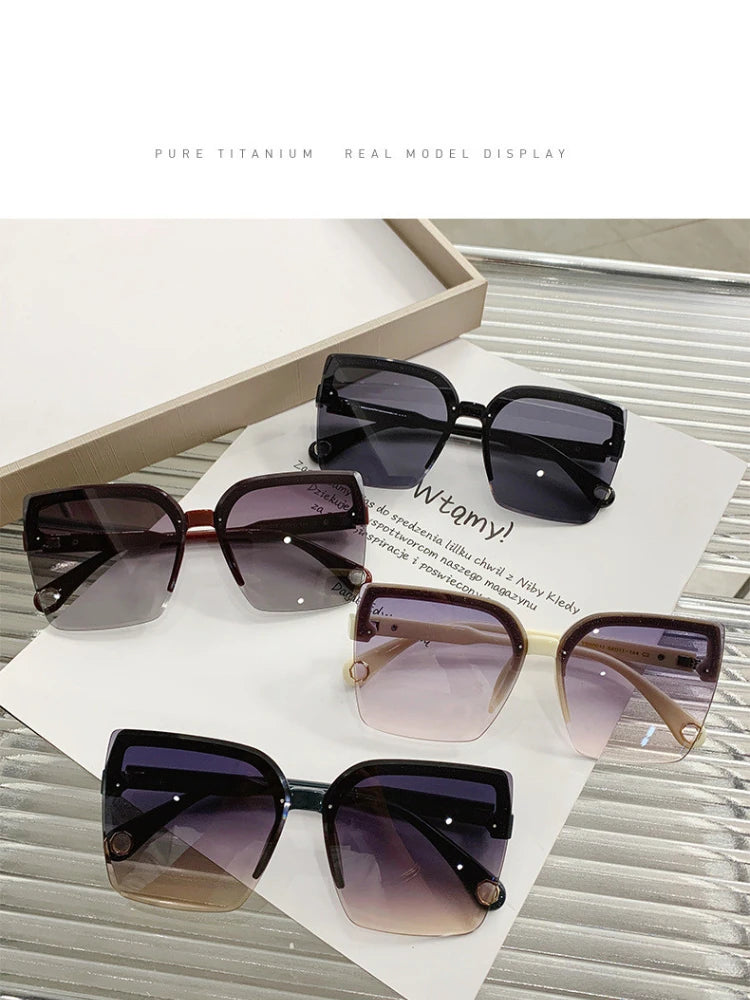 Homme femme mode sans monture Vintage carré lunettes de soleil lunettes marque Design UV400 femme nuances surdimensionné lunettes de soleil