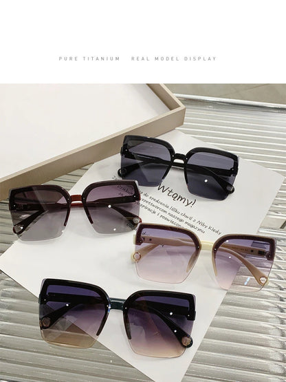 Homme femme mode sans monture Vintage carré lunettes de soleil lunettes marque Design UV400 femme nuances surdimensionné lunettes de soleil