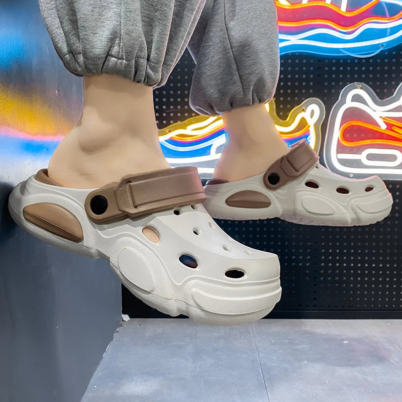 Pantoufles de Couple, vêtements d'extérieur d'été, sandales de plage antidérapantes à semelles épaisses, sandales pour hommes et femmes