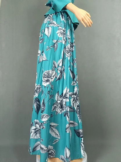 Vêtements africains 2 pièces pour femmes, mode d'été, demi-manches, col en v, haut imprimé en Polyester, jupe longue, ensembles assortis, 2025