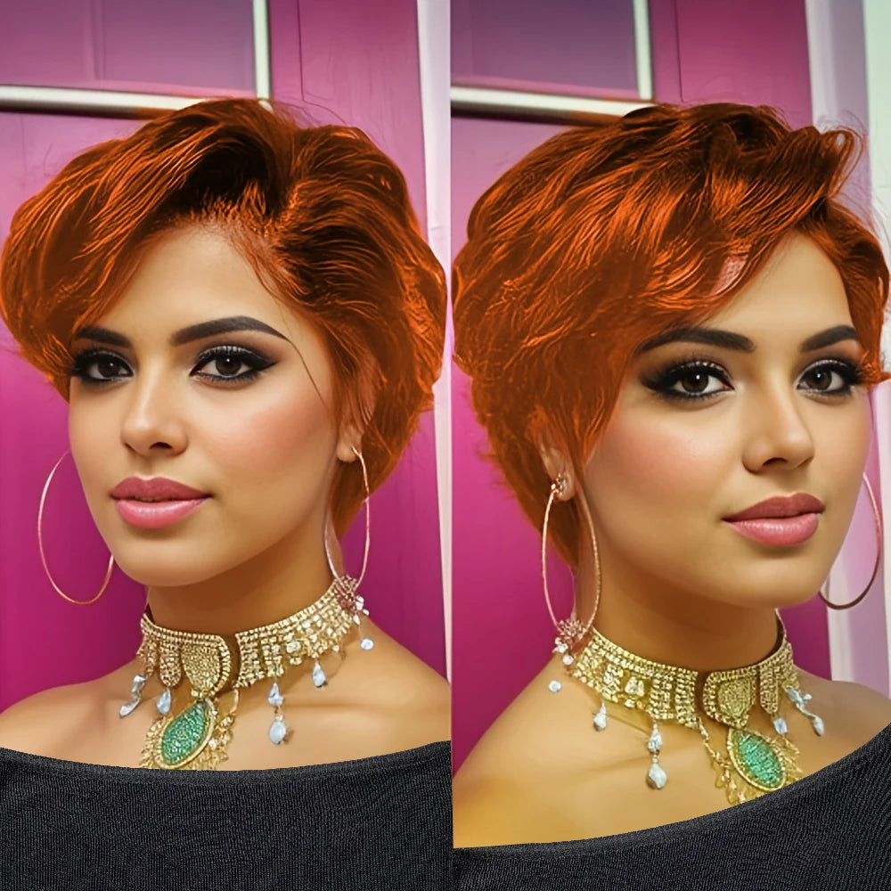 Perruque Lace Front Wig naturelle ondulée, cheveux humains, coupe Pixie, 13x4, pour femmes