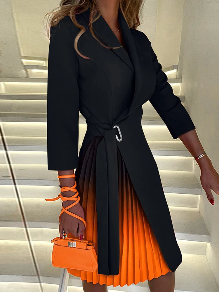 Robe de soirée imprimée à carreaux à manches trois-quarts pour femmes, col en V, dame de bureau, mode pour dames, streetwear d'automne, livraison directe, nouveau