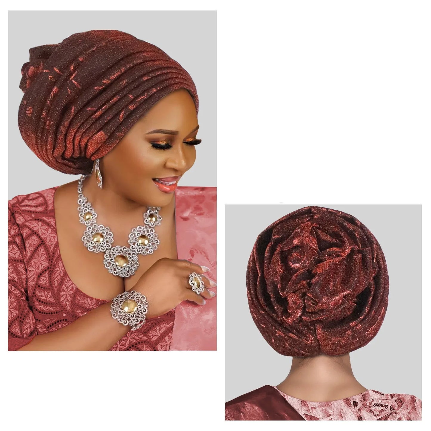 Turban Plissé pour Femme, Cravate de Sauna, ixde Mariage Africain, Nigeria, 2025