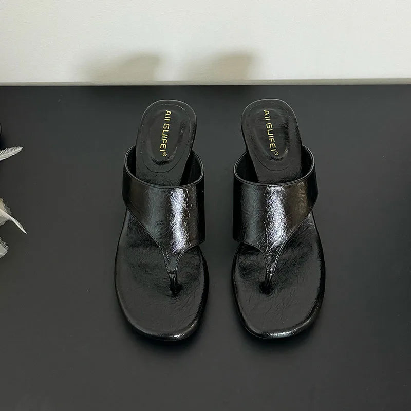 Chaussures rouges mode talons ronds dames pantoufles femmes tongs élégantes femmes pantoufles à talons sandales diapositives chaussures pompes